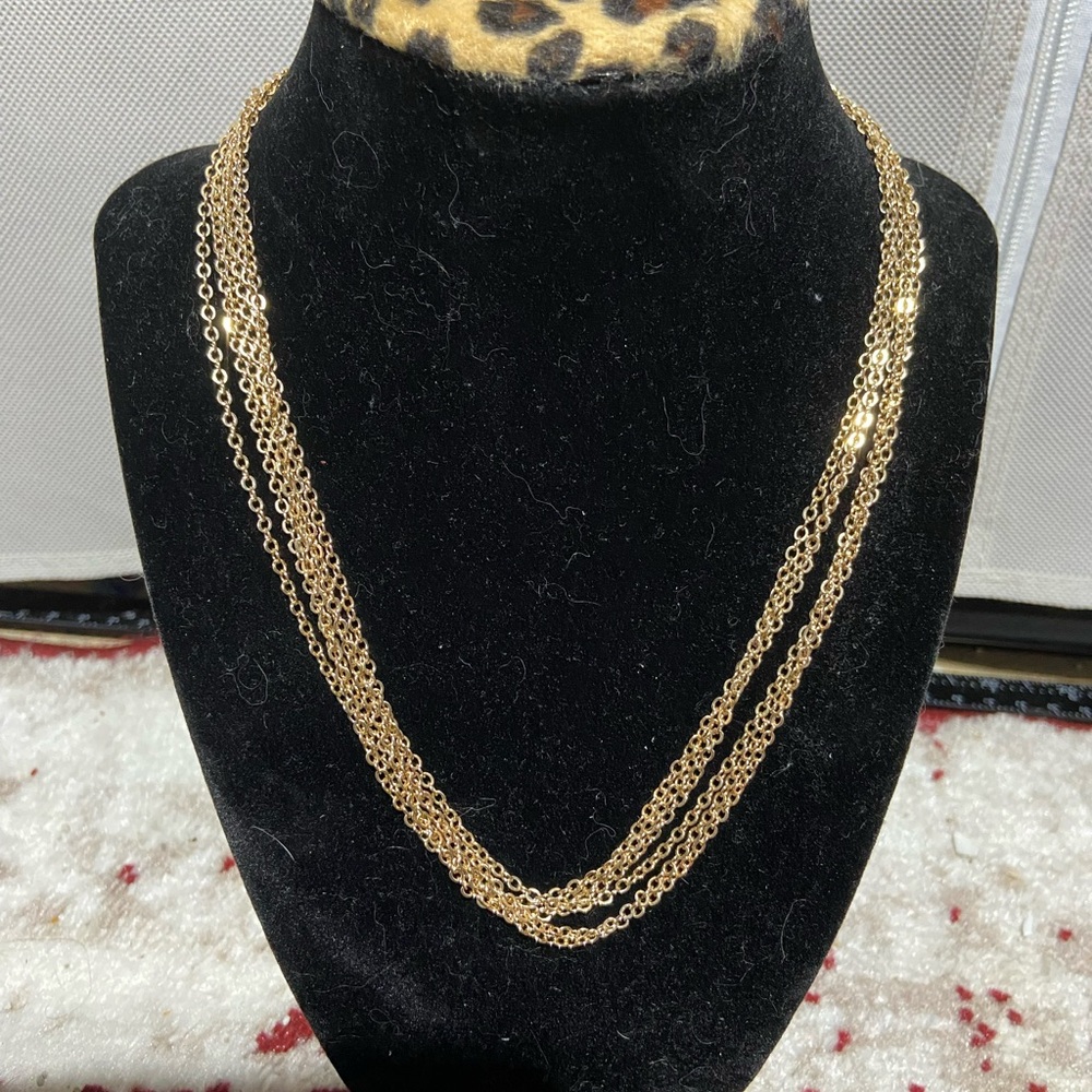 Triple-Strand, Gold Tone Necklace. 36 inches. Perfect for layering